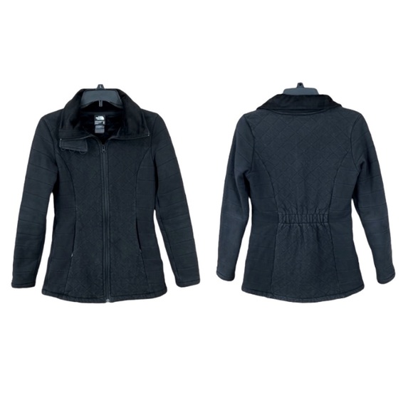 The North Face Jacket Black Quilted Fleece Full Front Zip front zip pockets XS - Picture 1 of 12